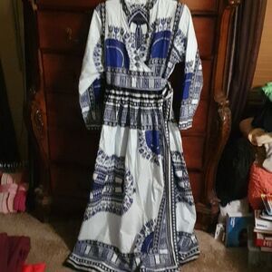 Ladies 4 Tha Culture ✊🏾 Blue Wrap Dress Free Size